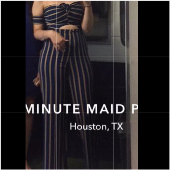 Blue & yellow striped romper strapless - Picture 1 of 1